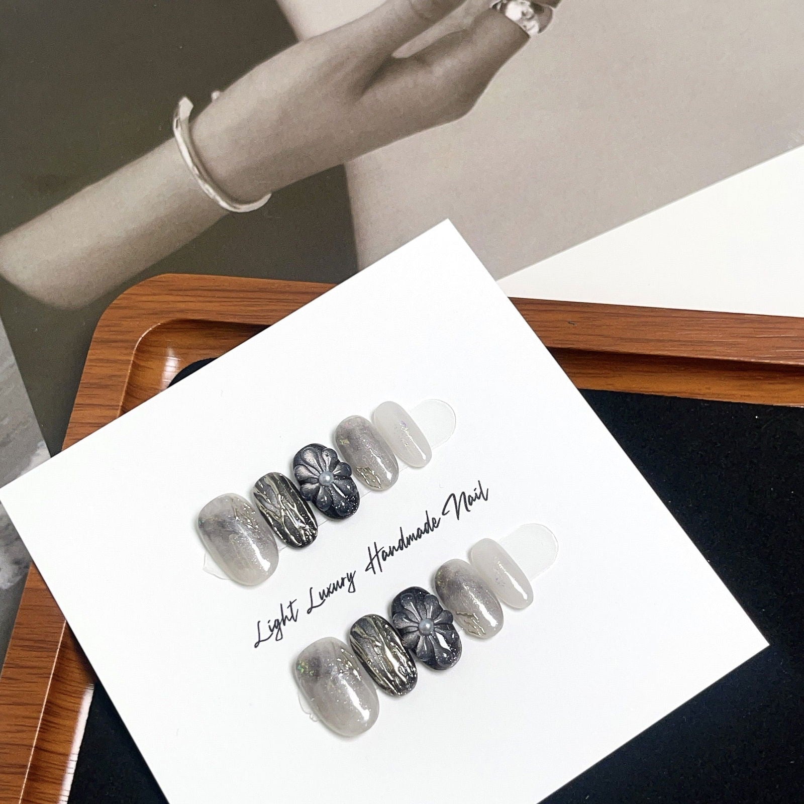 Monochrome Florals - Le Nail NYC -