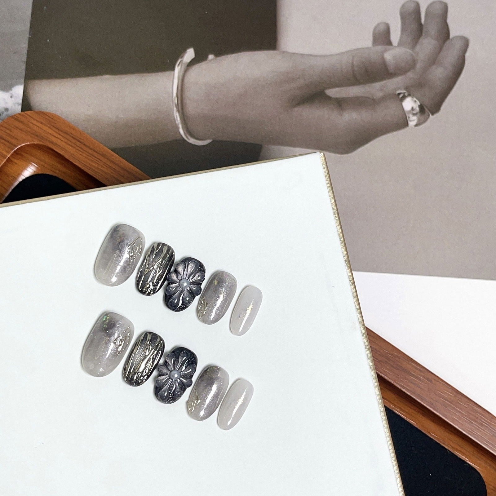 Monochrome Florals - Le Nail NYC -